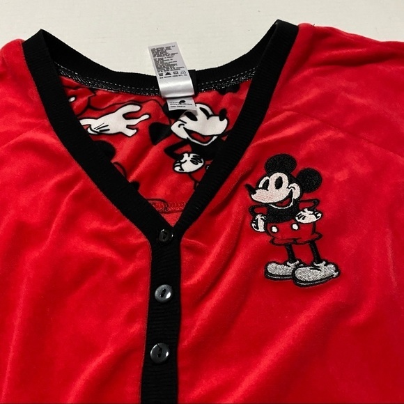 Disney Mickey Mouse Fleece Pajama Top Large 12-14 Lounge Sleepover - Picture 4 of 6